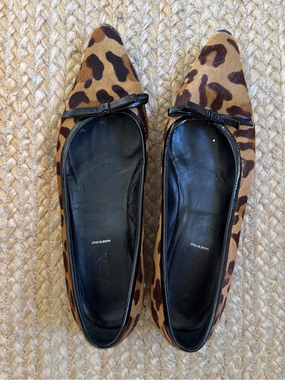 Prada Ponyhair Leopard Print Ballet Flats